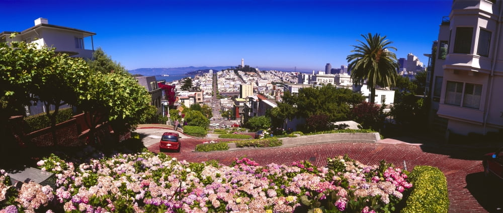 High angle view of cityscape Powell Street San Francisco California USA Canvas Art - Panoramic Images (22 x 9)