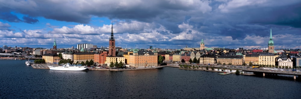 High angle view of cityscape at the waterfront Stockholm Sweden Canvas Art - Panoramic Images (6 x 18)
