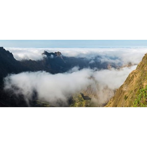 High angle view of clouds in the valley Santo Antao Cape Verde Canvas Art - Panoramic Images (24 x 12)