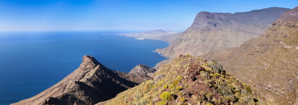High angle view of coast Anden Verde Puerto De Las Nieves Roque Faneque Gran Canaria Spain Canvas Art - Panoramic Images (36 x 12)