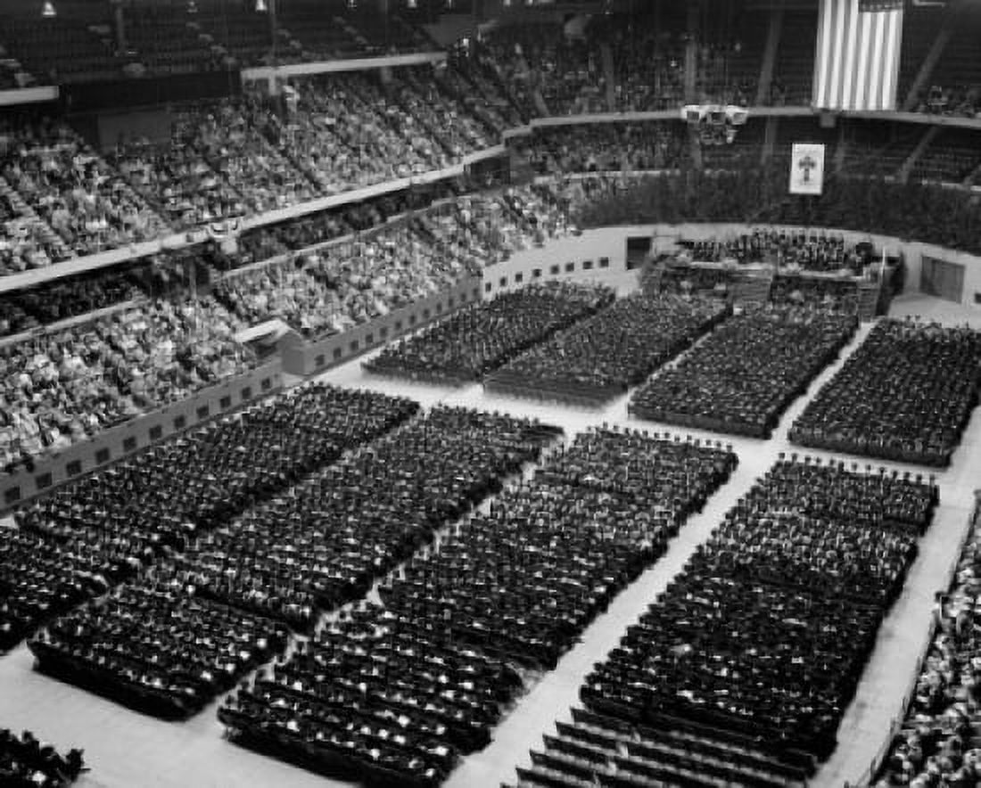 High angle view of college students in a graduation ceremony Boston University Boston Garden Massachusetts USA Canvas Art -  (18 x 24)