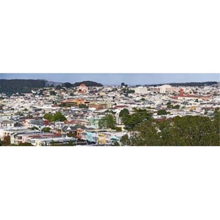 High angle view of colorful houses in a city Richmond District Laurel Heights San Francisco California USA Poster Print by - 36 x 12