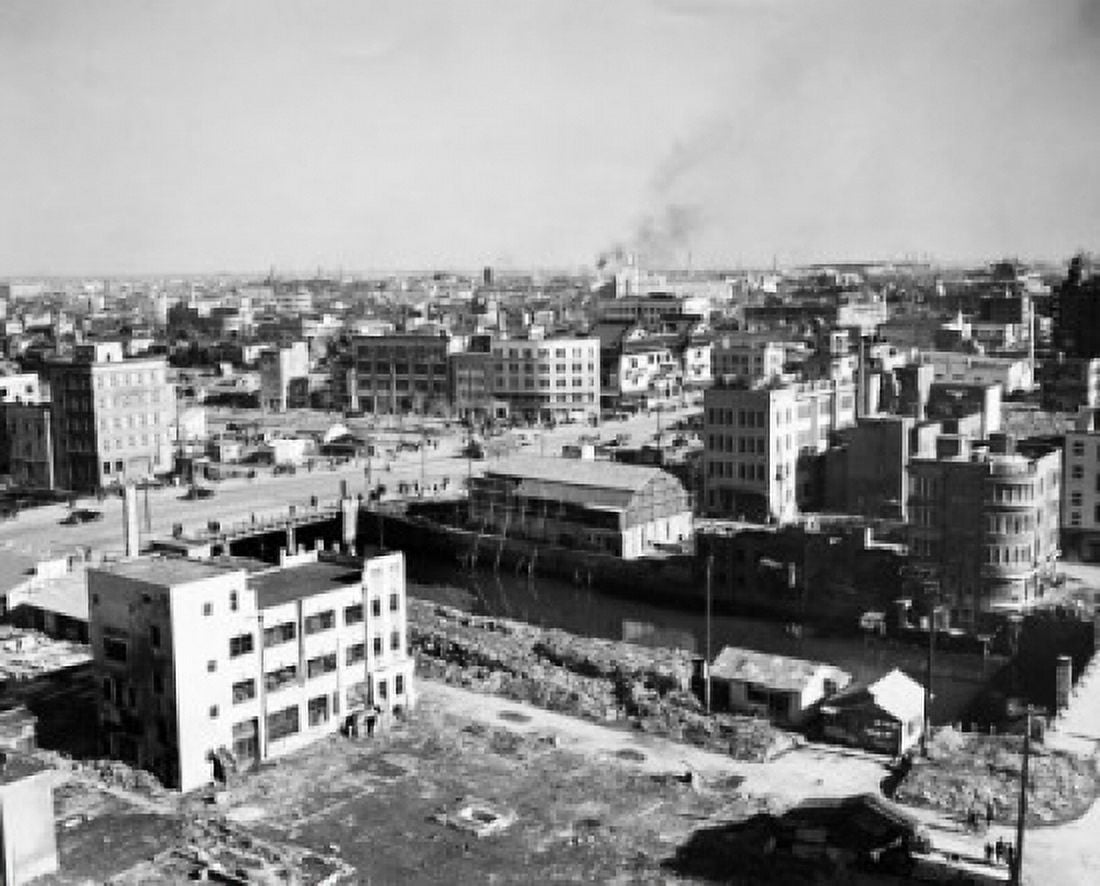 High angle view of demolished buildings after a bombing Tokyo Japan Canvas Art - (18 x 24)