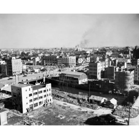 High angle view of demolished buildings after a bombing, Tokyo, Japan Poster Print (18 x 24)