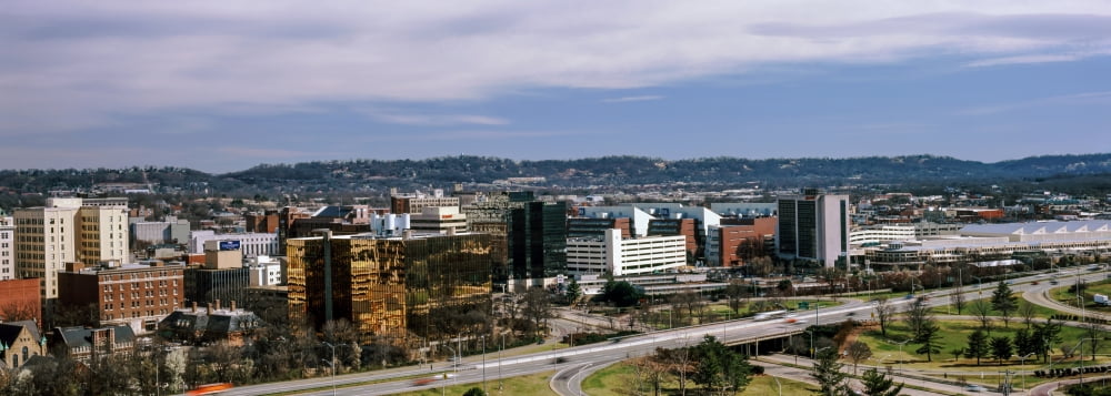 High angle view of downtown buildings Chattanooga Tennessee USA Canvas Art - Panoramic Images (36 x 12)