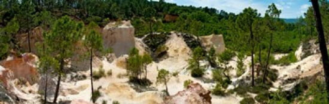 High angle view of eroded red cliffs Roussillon Vaucluse Provence-Alpes-Cote dAzur France Canvas Art - Panoramic Images (36 x 12)