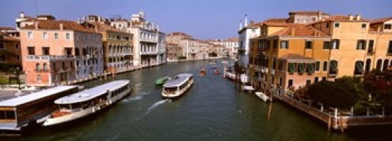 High angle view of ferries in a canal Grand Canal Venice Italy Canvas Art - Panoramic Images (36 x 13)
