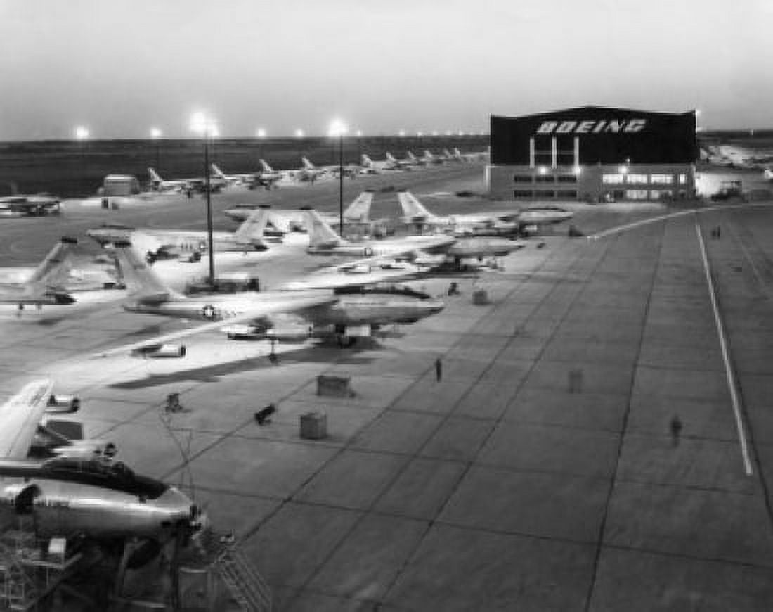 High angle view of fighter planes on a military base B-47 Stratojet Canvas Art -  (18 x 24)
