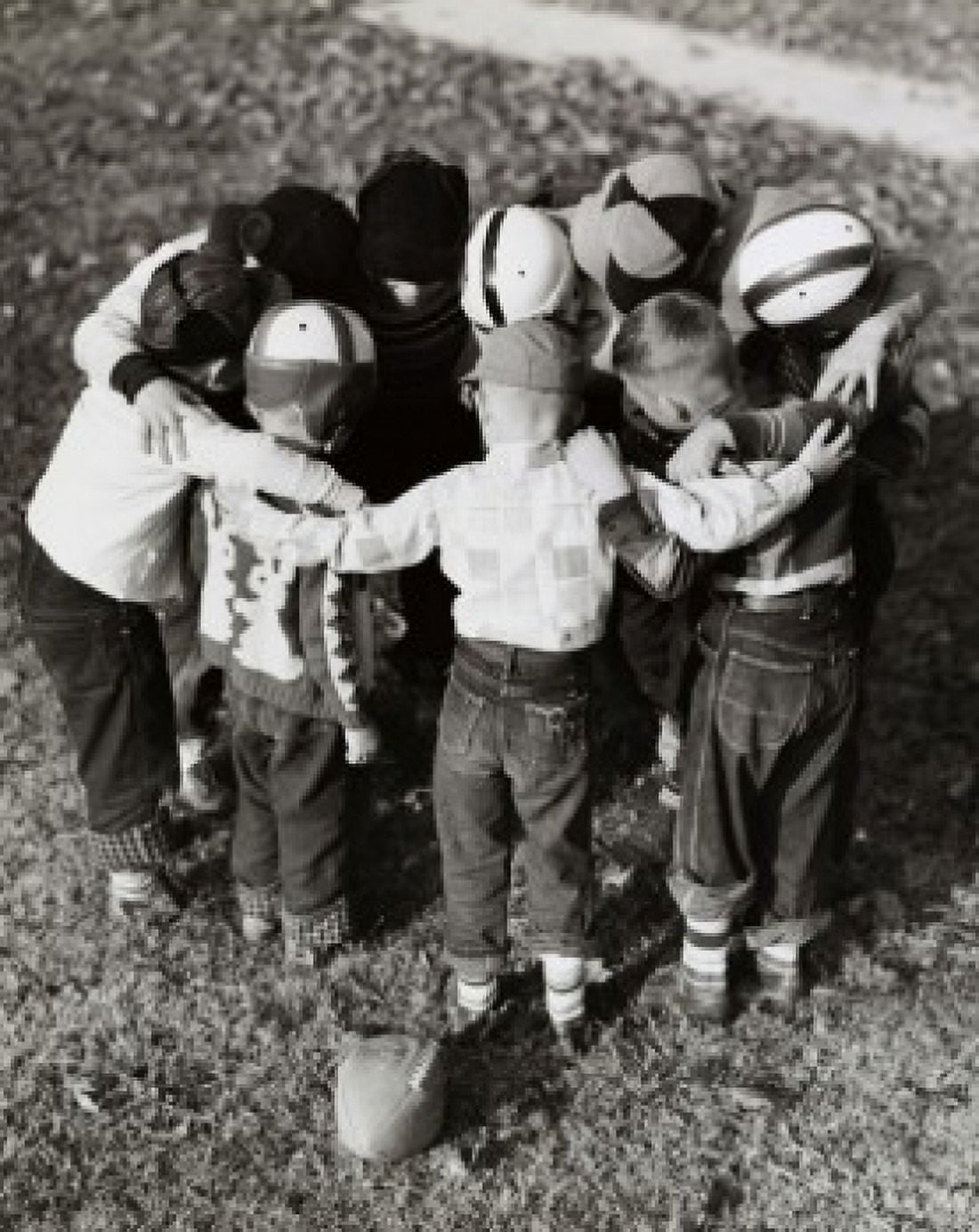 High angle view of football players in a huddle Canvas Art -  (18 x 24)