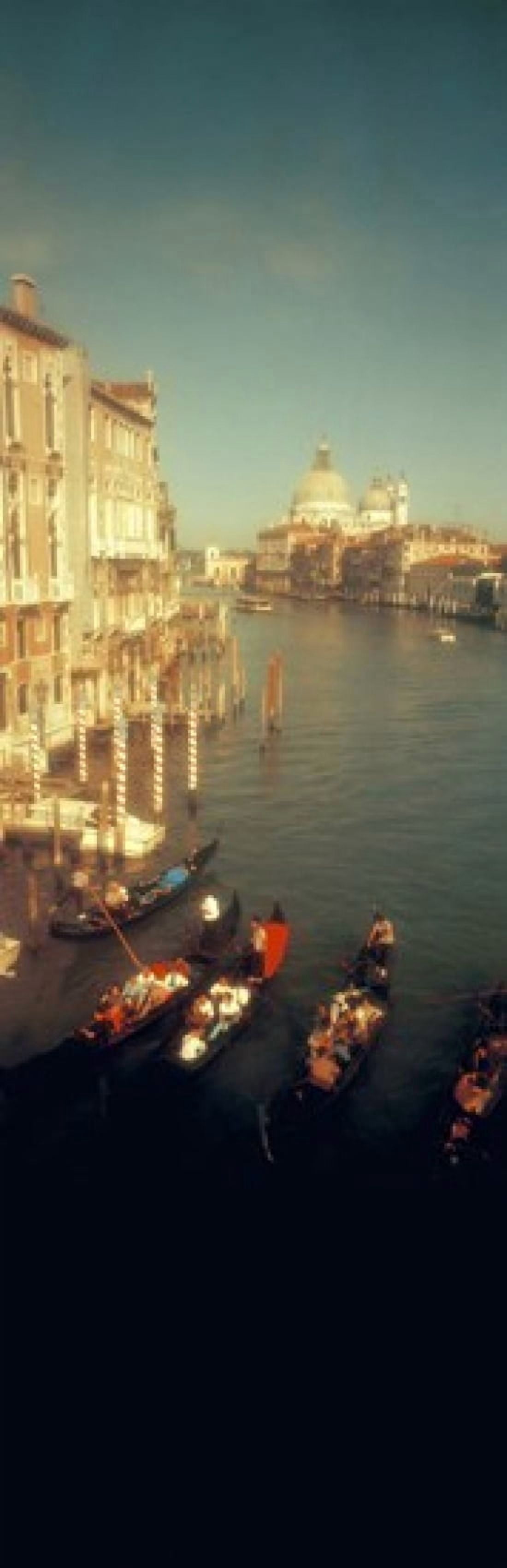High angle view of gondolas in a canal Grand Canal Venice Italy Canvas Art - Panoramic Images (18 x 6)