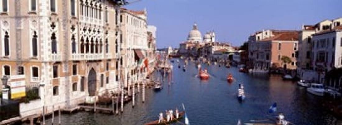 High angle view of gondolas in a canal Grand Canal Venice Italy Canvas Art - Panoramic Images (18 x 7)