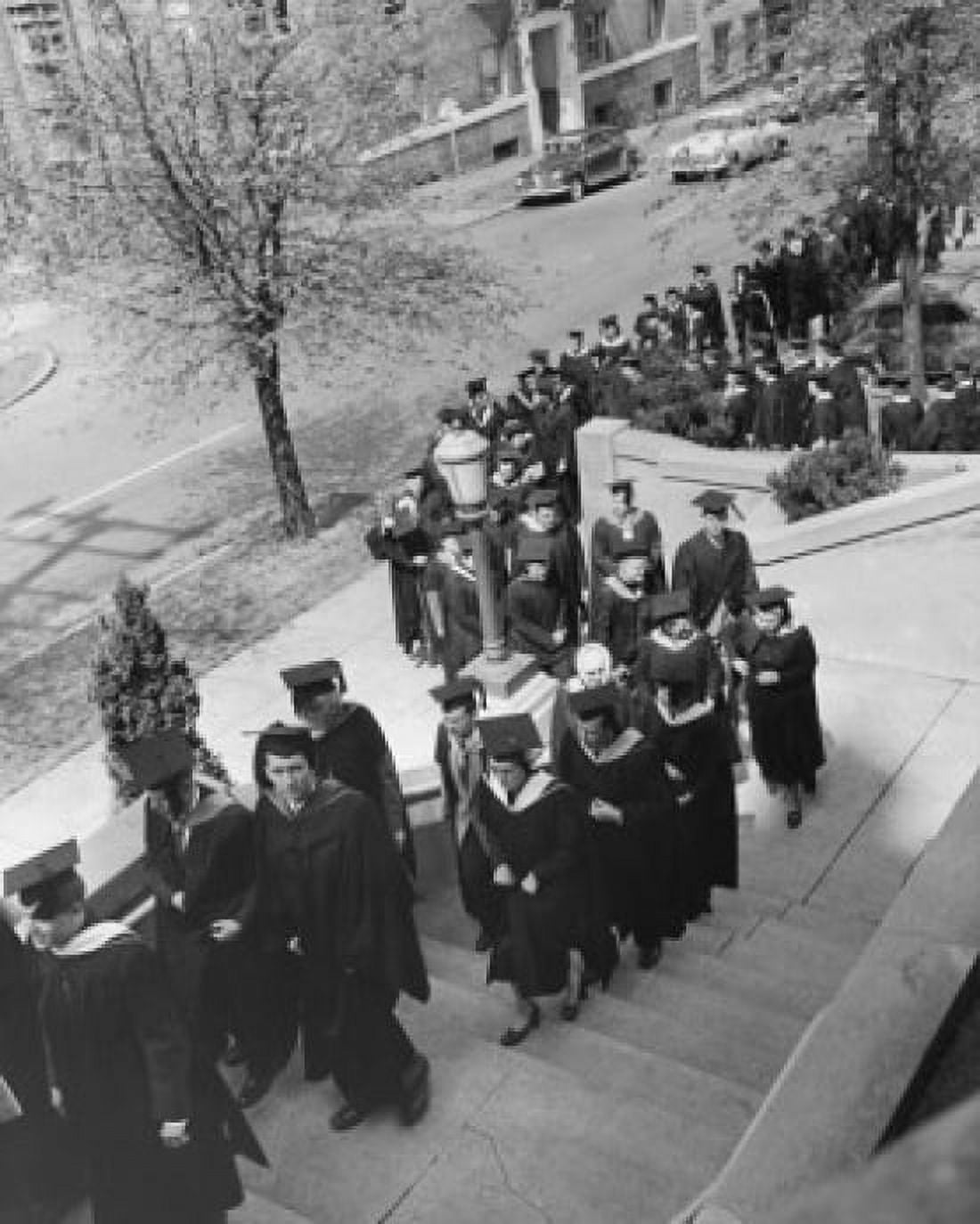 High angle view of graduates marching Canvas Art - (24 x 36)
