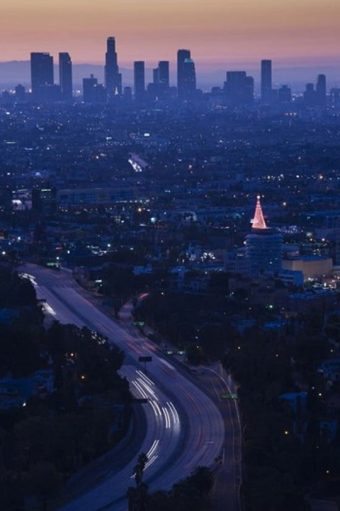 High angle view of highway 101 at dawn Hollywood Freeway Hollywood Los Angeles California USA Canvas Art - Panoramic Images (24 x 18)