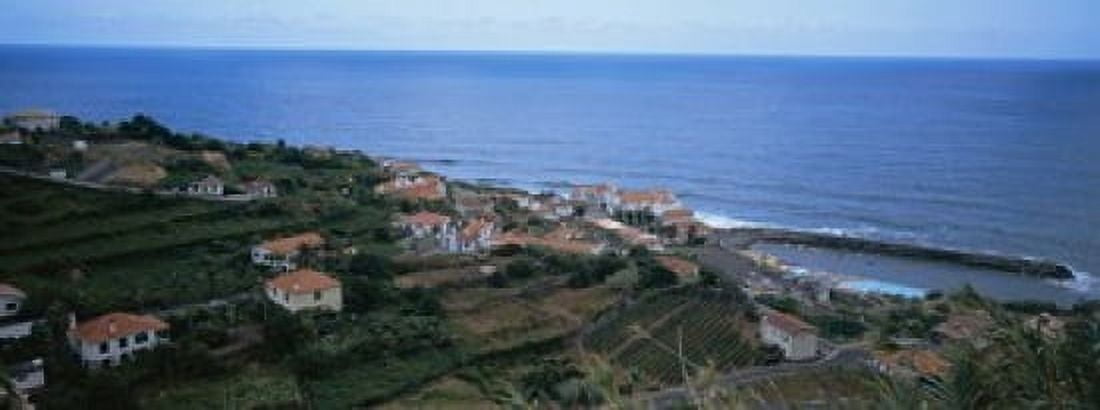 High angle view of houses at a coast Ponta Delgada Madeira Portugal Canvas Art - Panoramic Images (15 x 6)