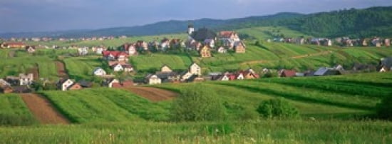High angle view of houses in a field Tatra Mountains Slovakia Canvas Art - Panoramic Images (36 x 13)
