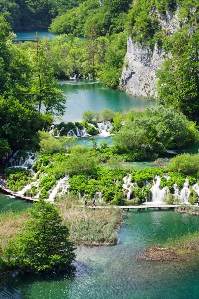 High angle view of lakes Gavanovac Lake Milanovac Lake Plitvice Lakes National Park Croatia Canvas Art - Panoramic Images (27 x 9)