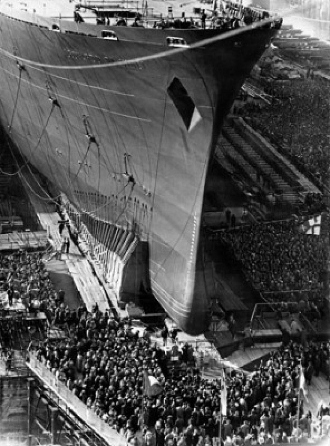 High angle view of launching of the battleship Italian Battleship Leonardo Da Vinci Genoa Italy Canvas Art - (18 x 24)