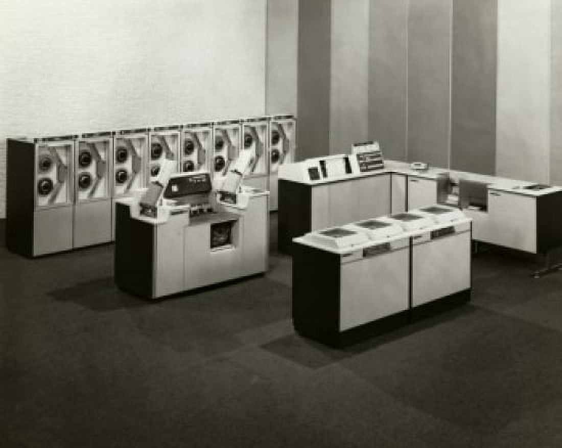 High angle view of mainframes in a computer lab Univac Canvas Art - (18 x 24)