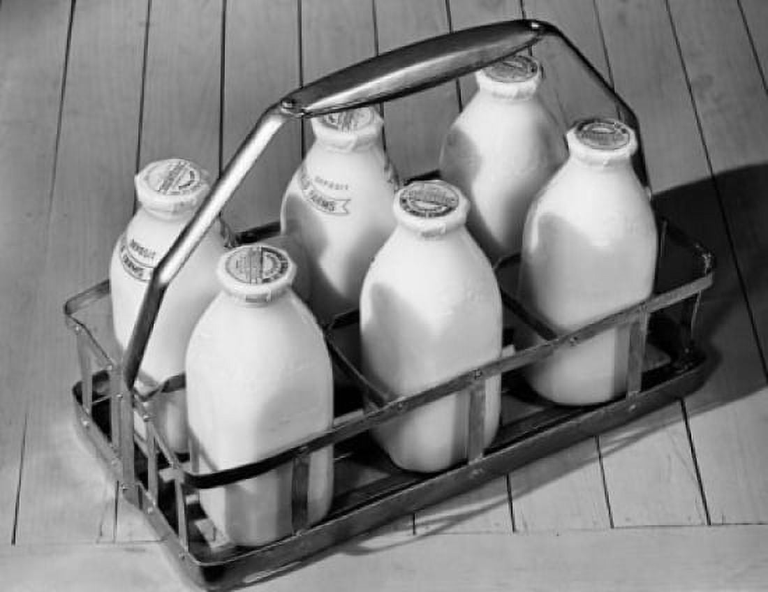 High angle view of milk bottles Canvas Art - (24 x 36)