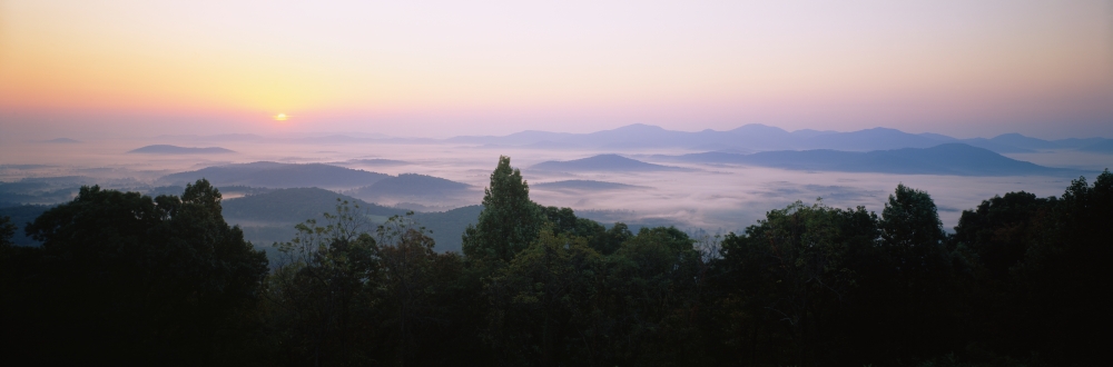 High angle view of mountains Rockfish Gap Blue Ridge Mountains Virginia USA Canvas Art - Panoramic Images (27 x 9)