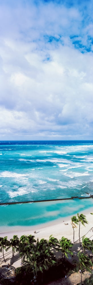 High angle view of ocean Waikiki Beach Oahu Hawaii Islands Hawaii USA Canvas Art - Panoramic Images (6 x 18)