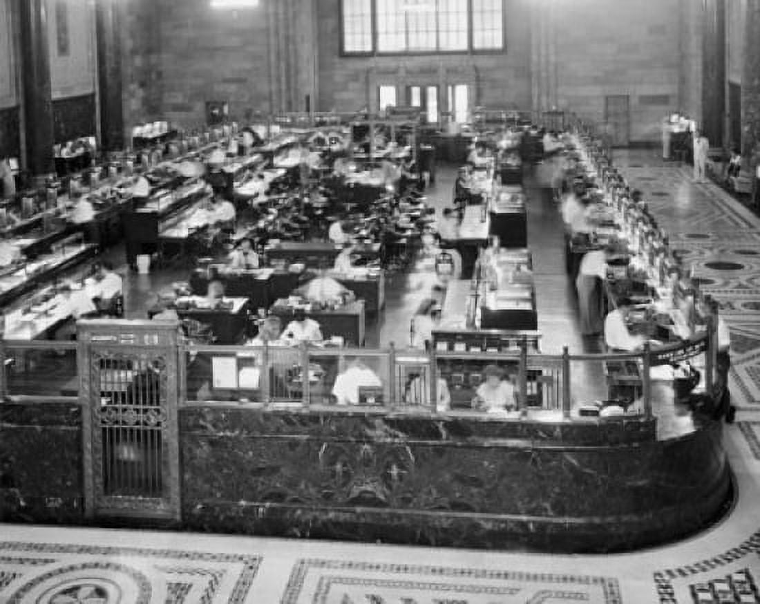 High angle view of office workers in a bank Canvas Art - (18 x 24)