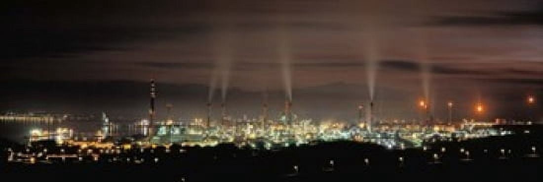High angle view of oil refinery at lit up at night La Linea De La Concepcion Andalusia Spain Canvas Art - Panoramic Images (18 x 6)