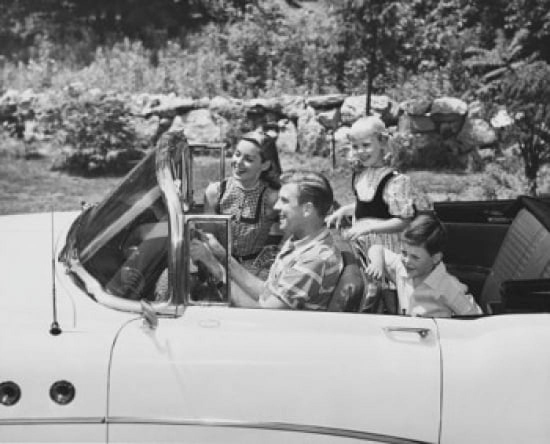 High angle view of parents and their children traveling in a car Canvas Art - (18 x 24)