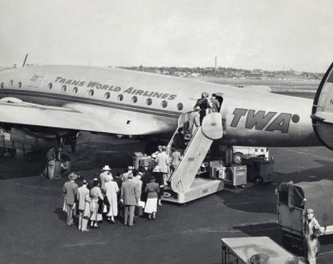 High angle view of passengers boarding an airplane Canvas Art - (18 x 24)