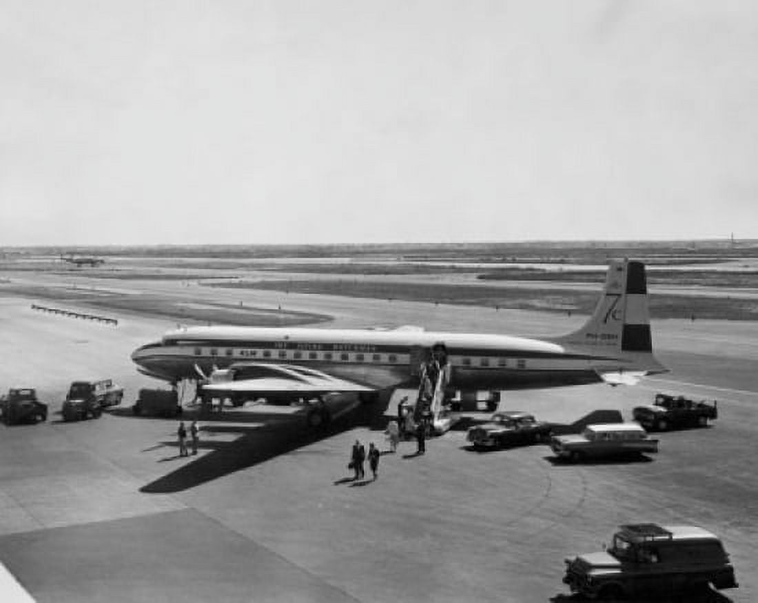 High angle view of passengers disembarking from an airplane Canvas Art - (18 x 24)