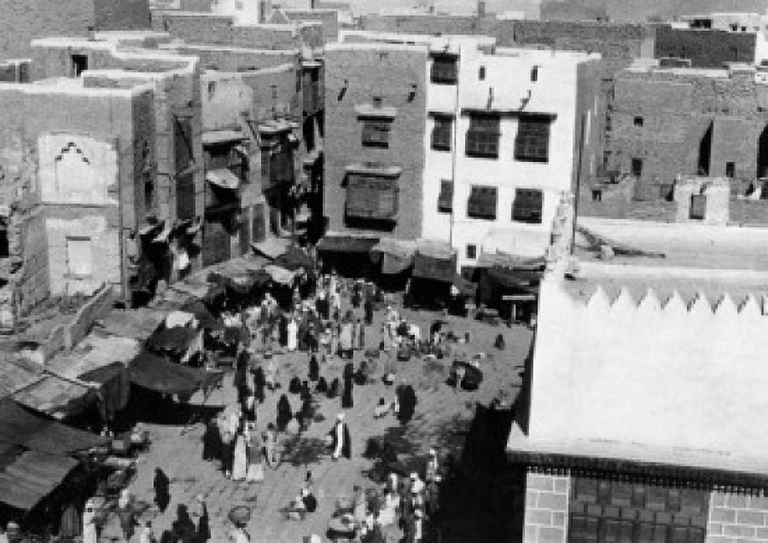 High angle view of people walking through town square Canvas Art - (24 x 36)