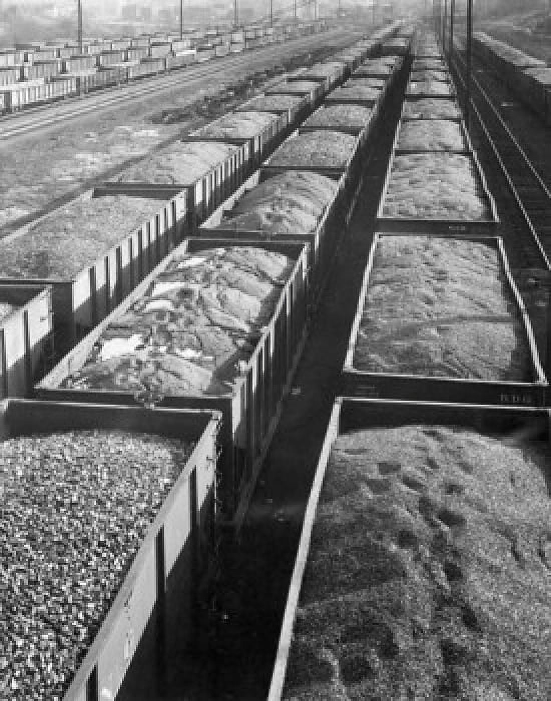 High angle view of railroad cars full of coal Reading Pennsylvania USA Canvas Art - (18 x 24)