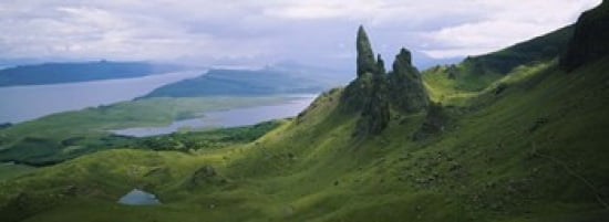 High angle view of rock formations on a mountain Old Man Of Storr Isle Of Skye Scotland Canvas Art - Panoramic Images (36 x 13)
