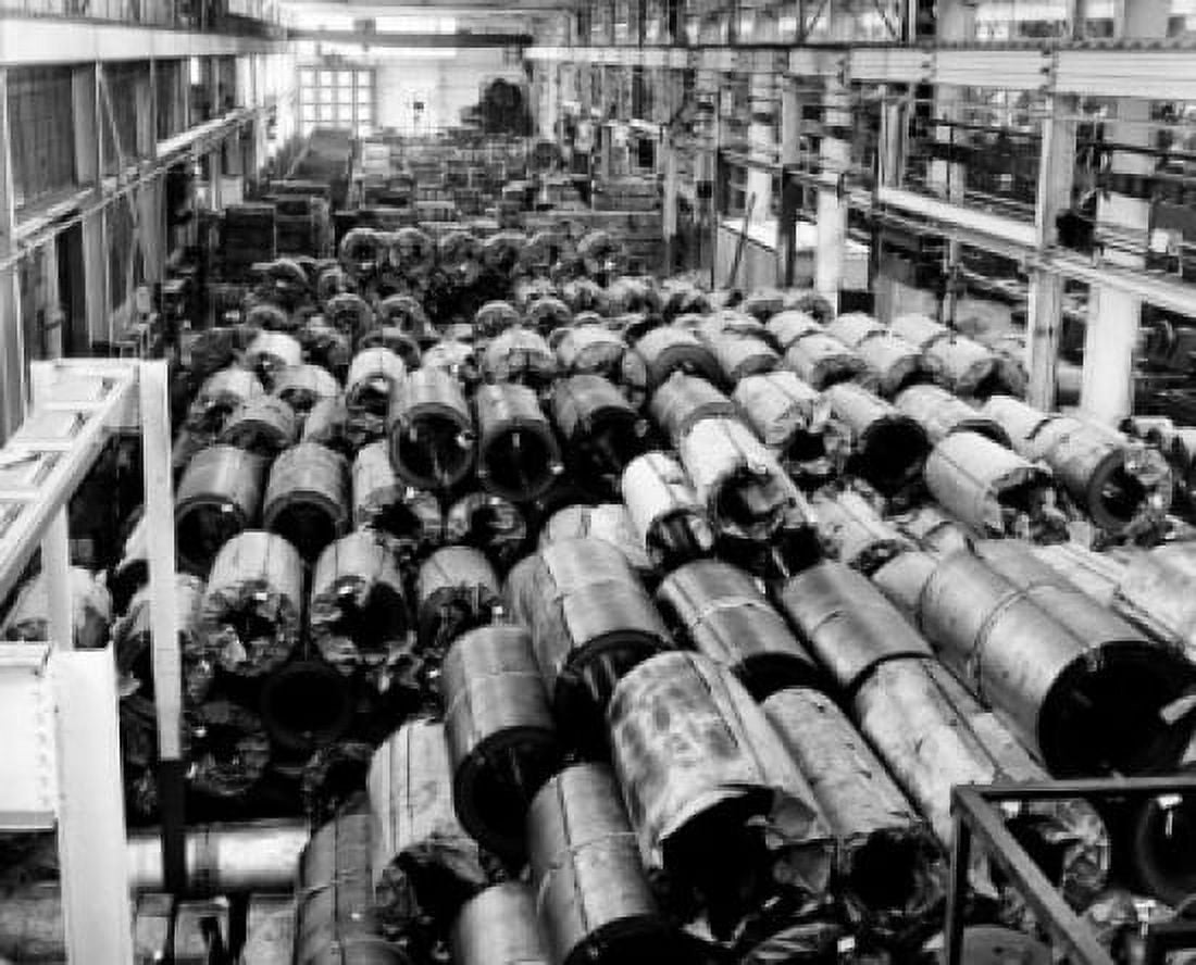 High angle view of rolls of steel in a warehouse Canvas Art - (24 x 36)