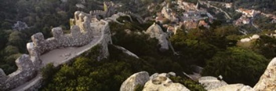 High angle view of ruins of a castle Castelo Dos Mouros Sintra Portugal Canvas Art - Panoramic Images (36 x 12)