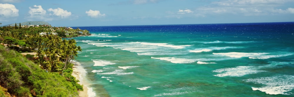 High angle view of shoreline Hawaii USA Canvas Art - Panoramic Images (36 x 12)