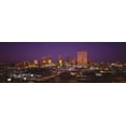 thumbnail image 1 of High angle view of skyscrapers lit up at night, Dallas, Texas, USA Poster Print (18 x 6), 1 of 1