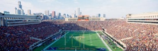 High angle view of spectators in a stadium Soldier Field (before 2003 renovations) Chicago Illinois USA Canvas Art - Panoramic Images (36 x 12)