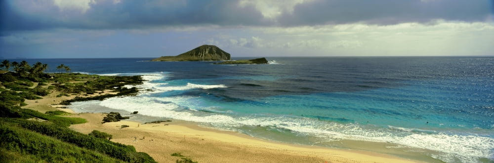 High angle view of surf on the beach South East Coast Oahu Hawaii USA Canvas Art - Panoramic Images (36 x 12)