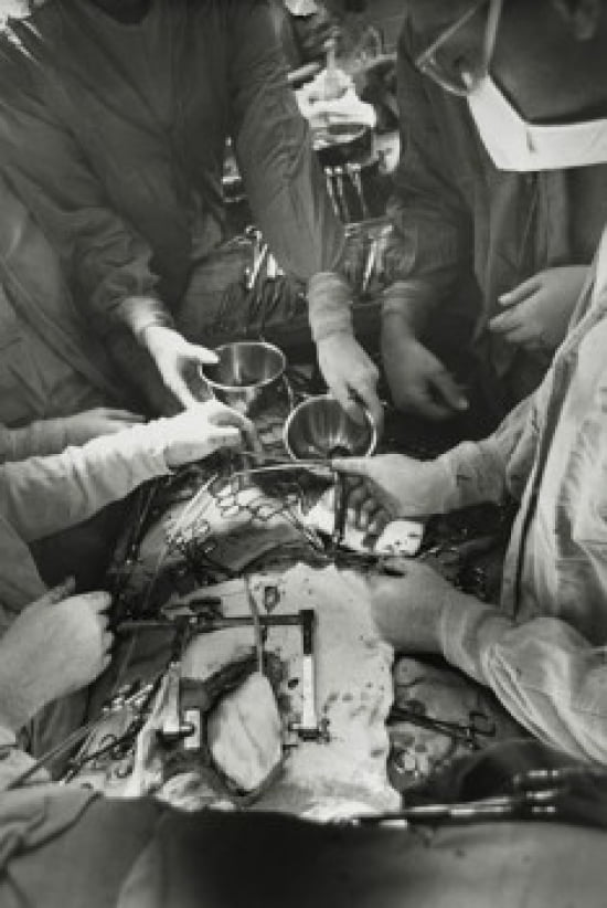 High angle view of surgeons performing open-heart surgery Canvas Art - (18 x 24)