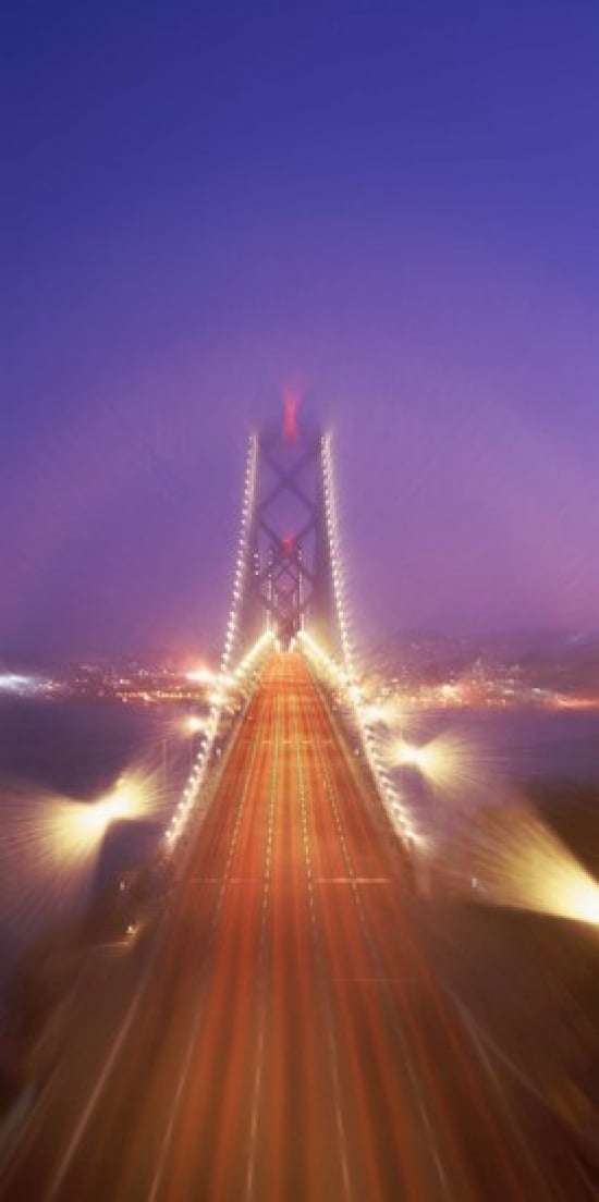 High angle view of suspension bridge Oakland Bay Bridge San Francisco California USA Canvas Art - Panoramic Images (24 x 12)
