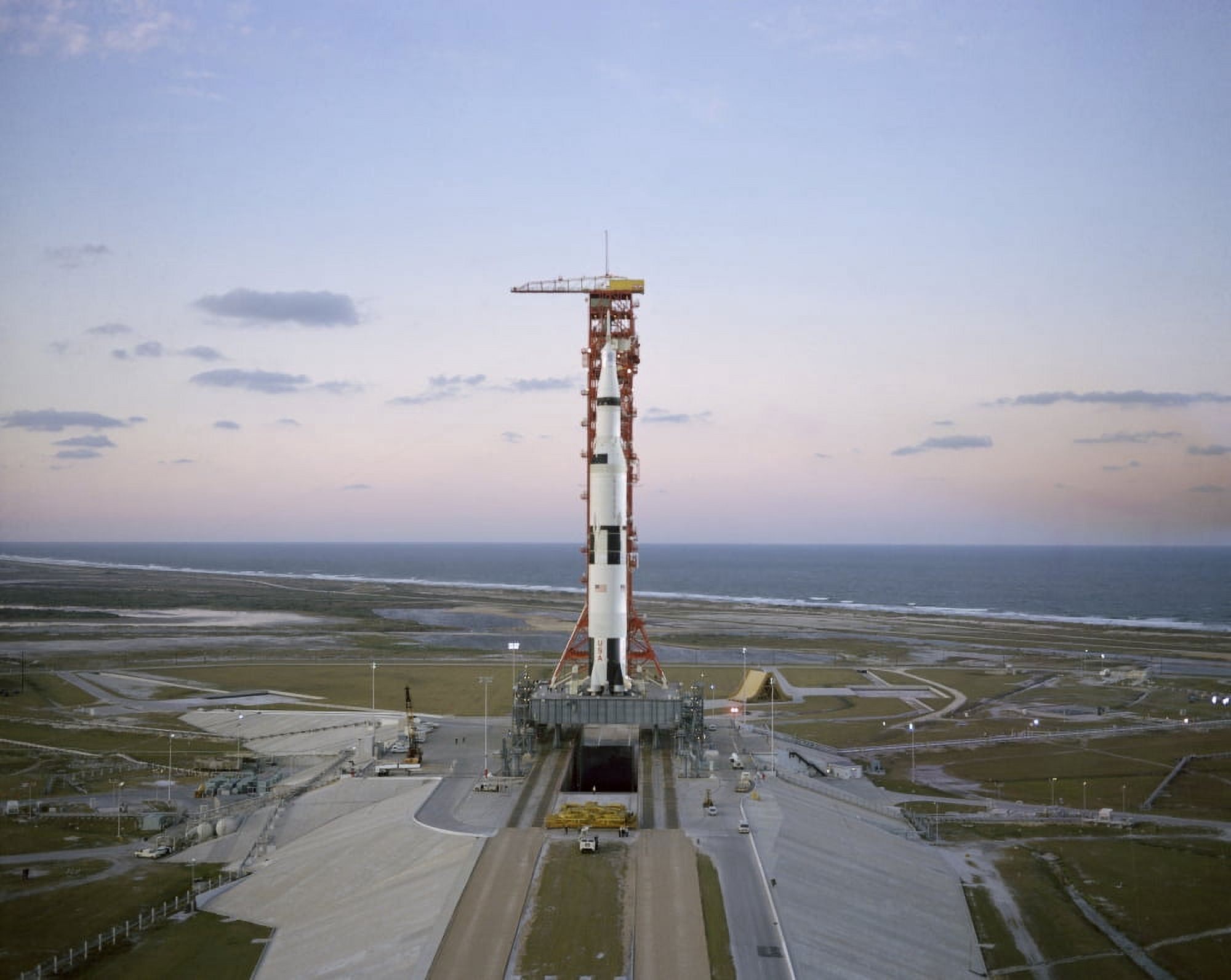 High-angle view of the Apollo 8 spacecraft on the launch pad Canvas Art - Stocktrek Images (32 x 26)