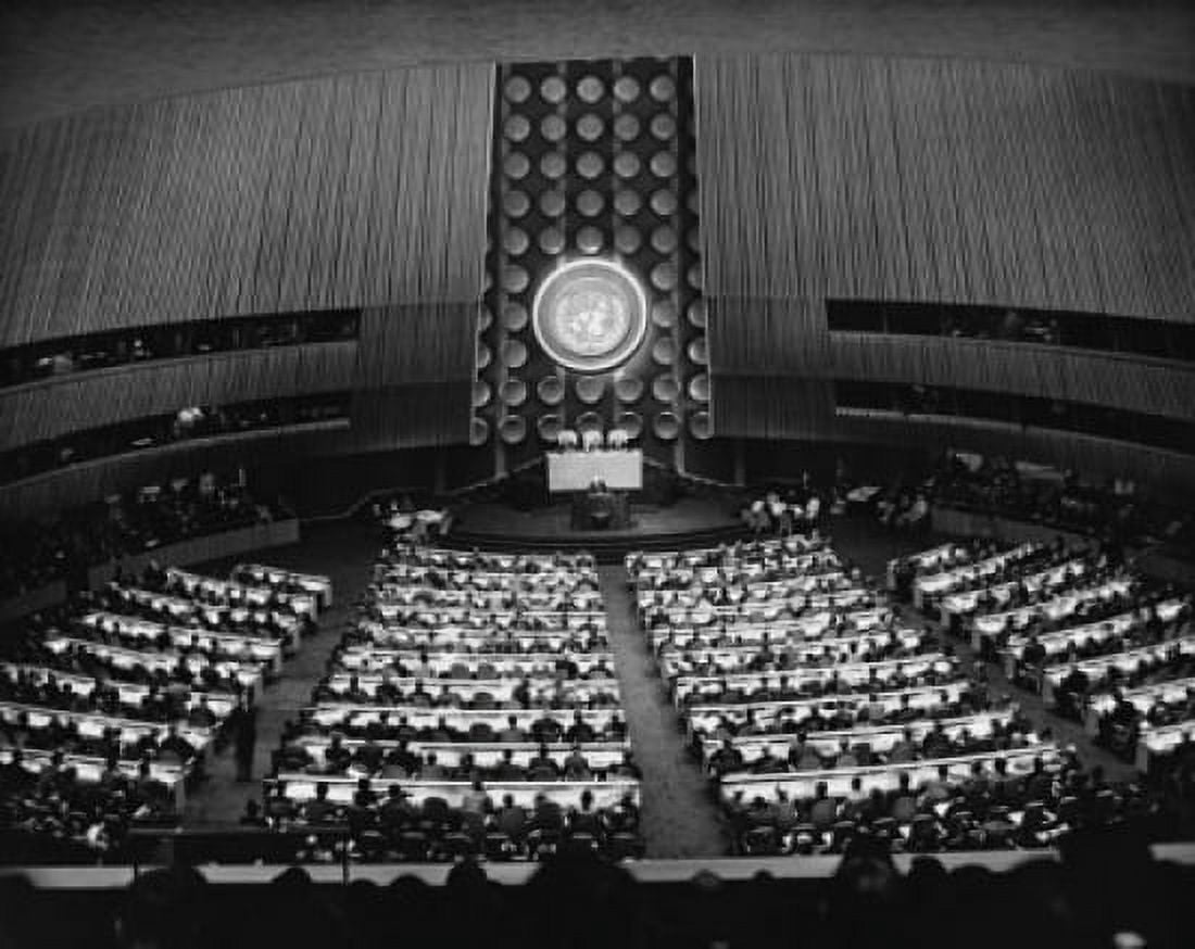 High angle view of the General Assembly United Nations Building New York City New York State USA Canvas Art - (24 x 36)