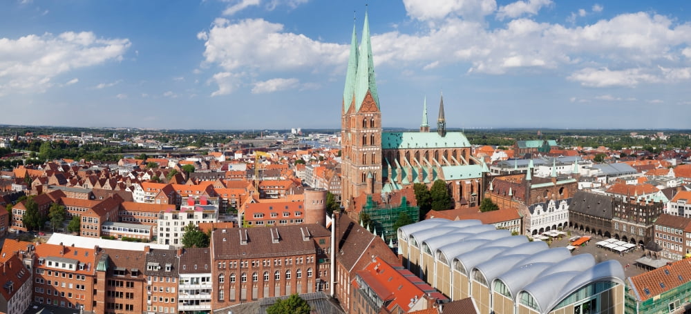 High angle view of the St Marys Church Lubeck Schleswig-Holstein Germany Canvas Art - Panoramic Images (12 x 36)