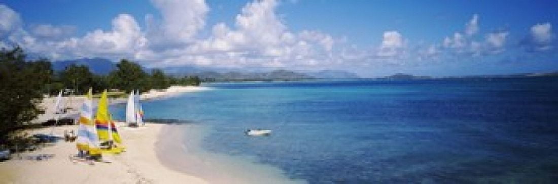 High angle view of the beach Kailua Beach Oahu Hawaii USA Canvas Art - Panoramic Images (18 x 6)