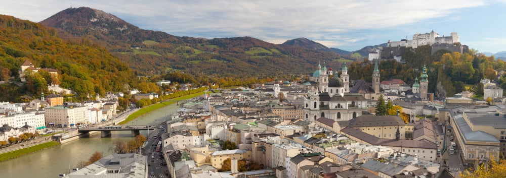 High angle view of the city Salzburg Austria Canvas Art - Panoramic Images (27 x 9)