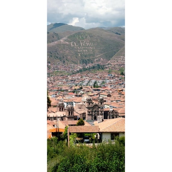 High angle view of the city in a valley, Cuzco, Peru Poster Print (30 x 14)