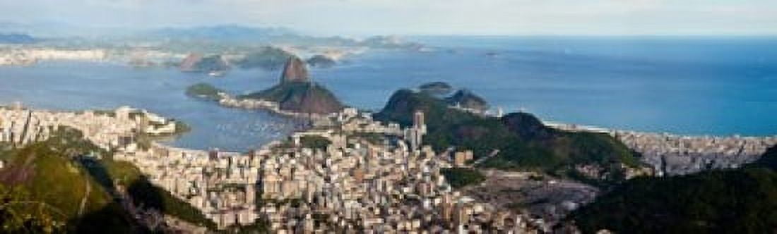 High angle view of the city with Sugarloaf Mountain in background Guanabara Bay Rio De Janeiro Brazil Canvas Art - Panoramic Images (15 x 5)