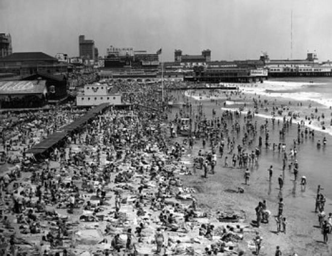 High angle view of tourists on the beach Atlantic City New Jersey USA Canvas Art - (18 x 24)