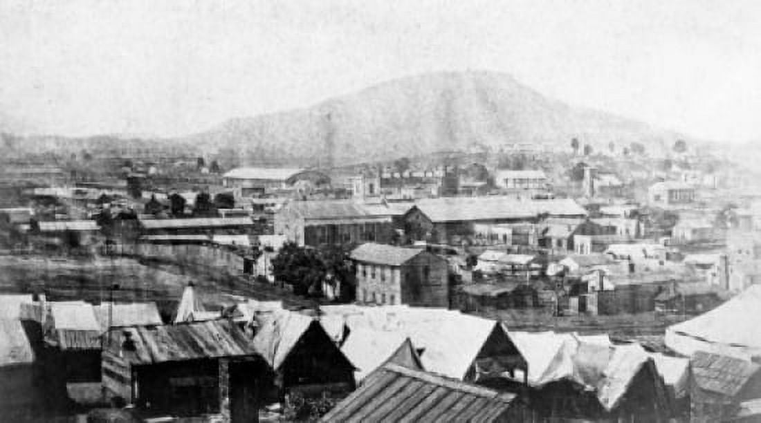 High angle view of town during American Civil War Canvas Art - (18 x 24)